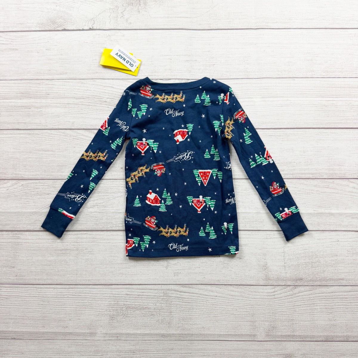 Old Navy Kids Holiday Christmas Pajama Set Santa Print Cotton Two Piece NWT 3T