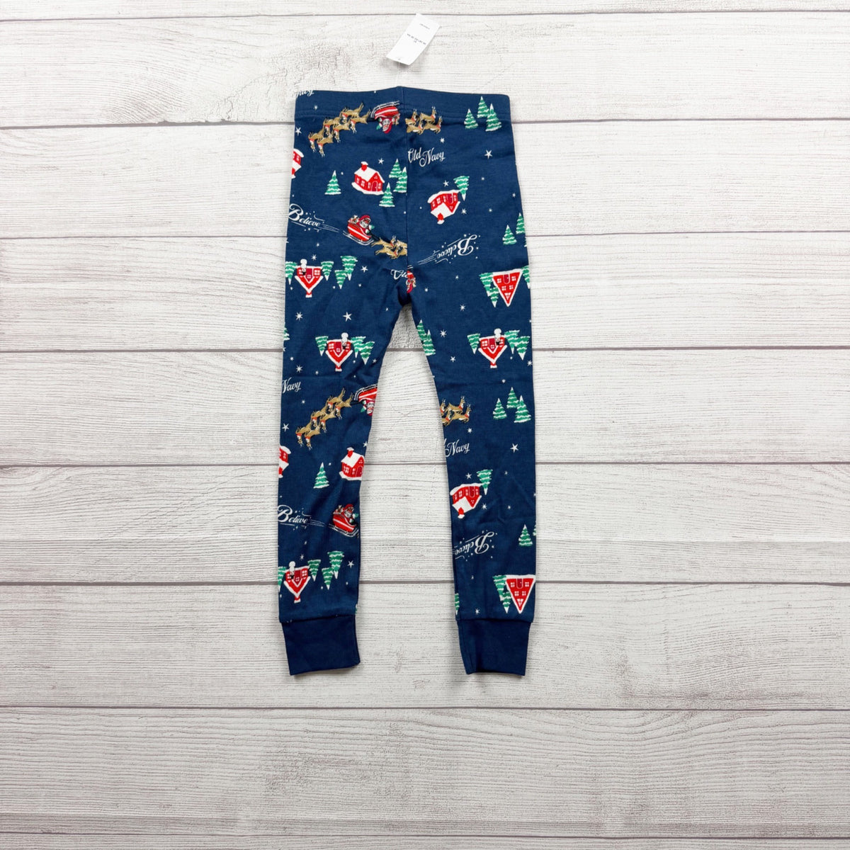 Old Navy Kids Holiday Christmas Pajama Set Santa Print Cotton Two Piece NWT 3T