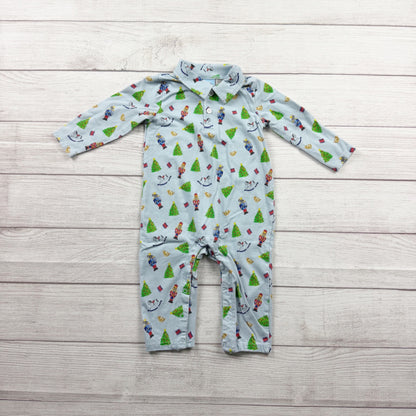 Classic Whimsy Christmas Romper Collared Nutcracker Tree Outfit 12-18 Months