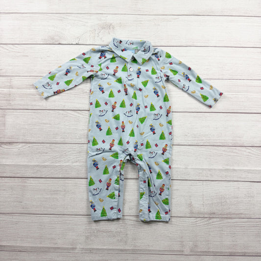 Classic Whimsy Christmas Romper Collared Nutcracker Tree Outfit 12-18 Months