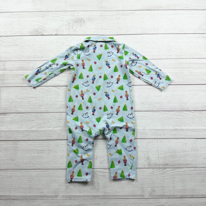 Classic Whimsy Christmas Romper Collared Nutcracker Tree Outfit 12-18 Months