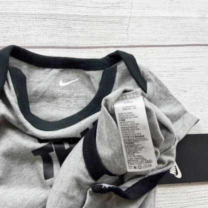 Nike Baby "I Run Things" Short Sleeve Bodysuit Gray Cotton Blend NWT 6-9 Months