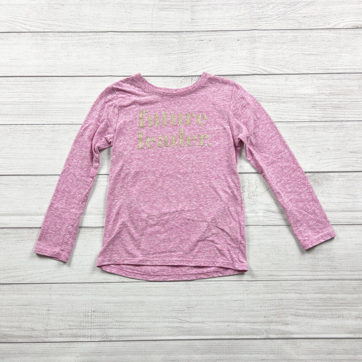 The Children’s Place “Future Leader” Glitter Graphic Tee Girls Shirt S 5-6