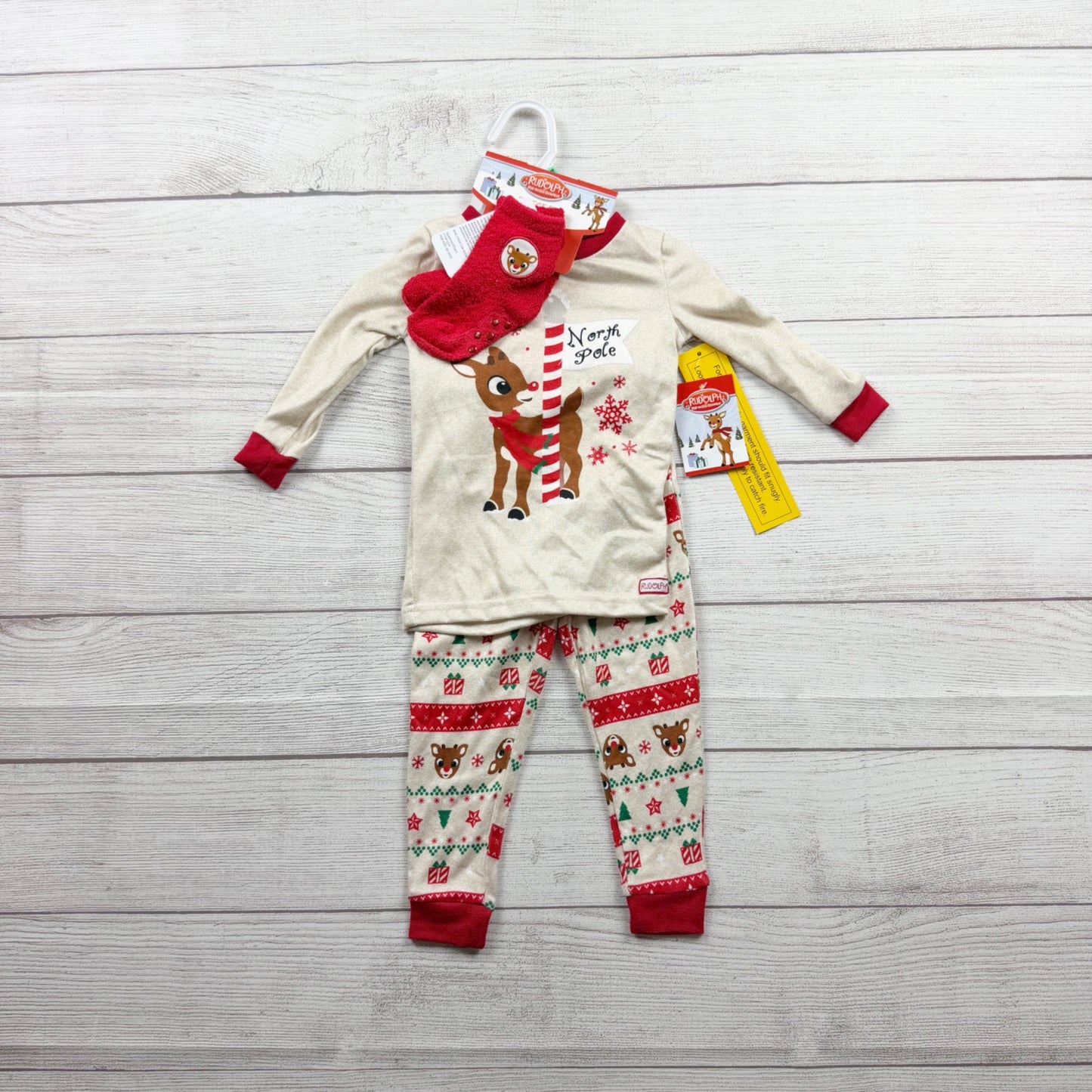 Rudolph The Red Nosed Reindeer Baby Pajama Set Christmas NWT 12-18 Months
