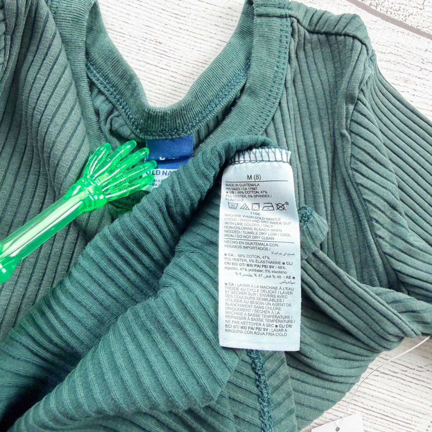 Old Navy Girls Green Ribbed Long Sleeve Top Stretch Knit NWT M 8