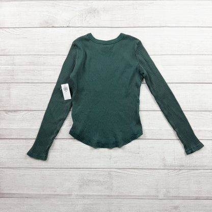Old Navy Girls Green Ribbed Long Sleeve Top Stretch Knit NWT M 8