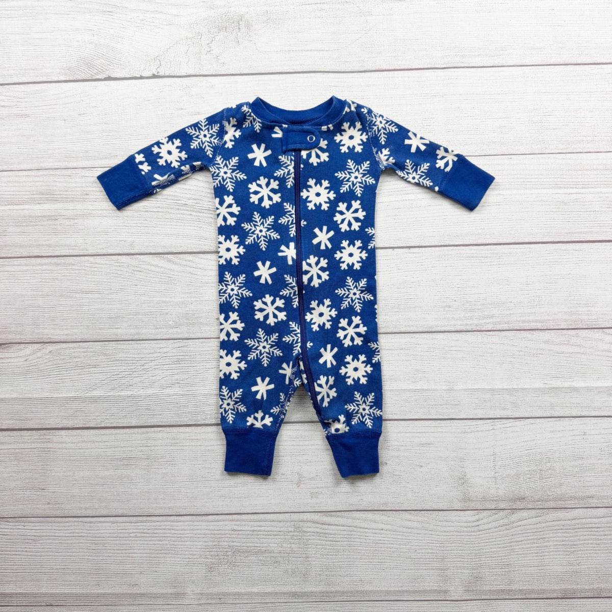 Hanna Andersson Baby Organic Cotton Snowflake Pajamas Blue 0-3 Months