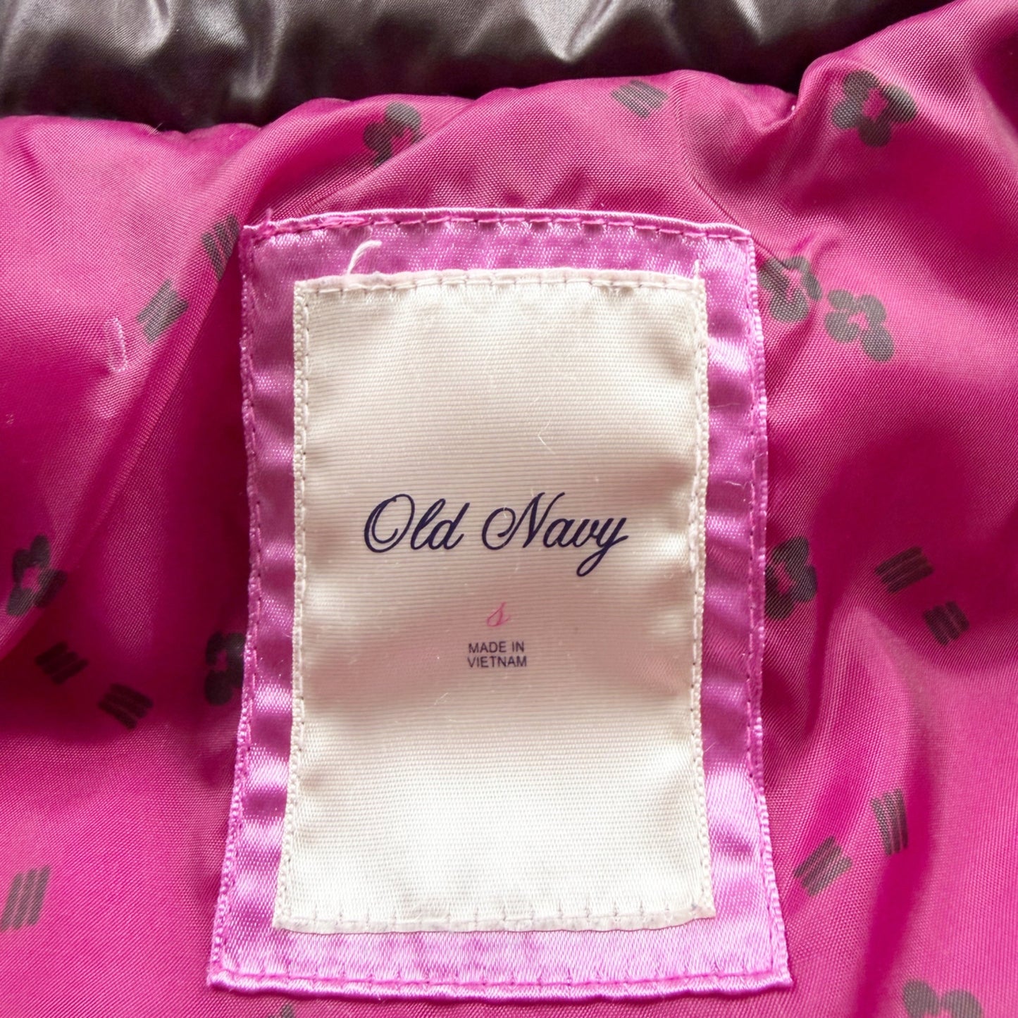Old Navy Girls Brown Quilted Puffer Vest Pink Lining Full Zip Lightweight S