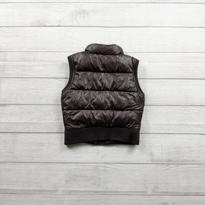 Old Navy Girls Brown Quilted Puffer Vest Pink Lining Full Zip Lightweight S