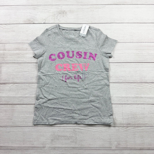 Carter's Kids Girls Cousin Crew for Life T-Shirt Gray Pink Glitter NWT 12