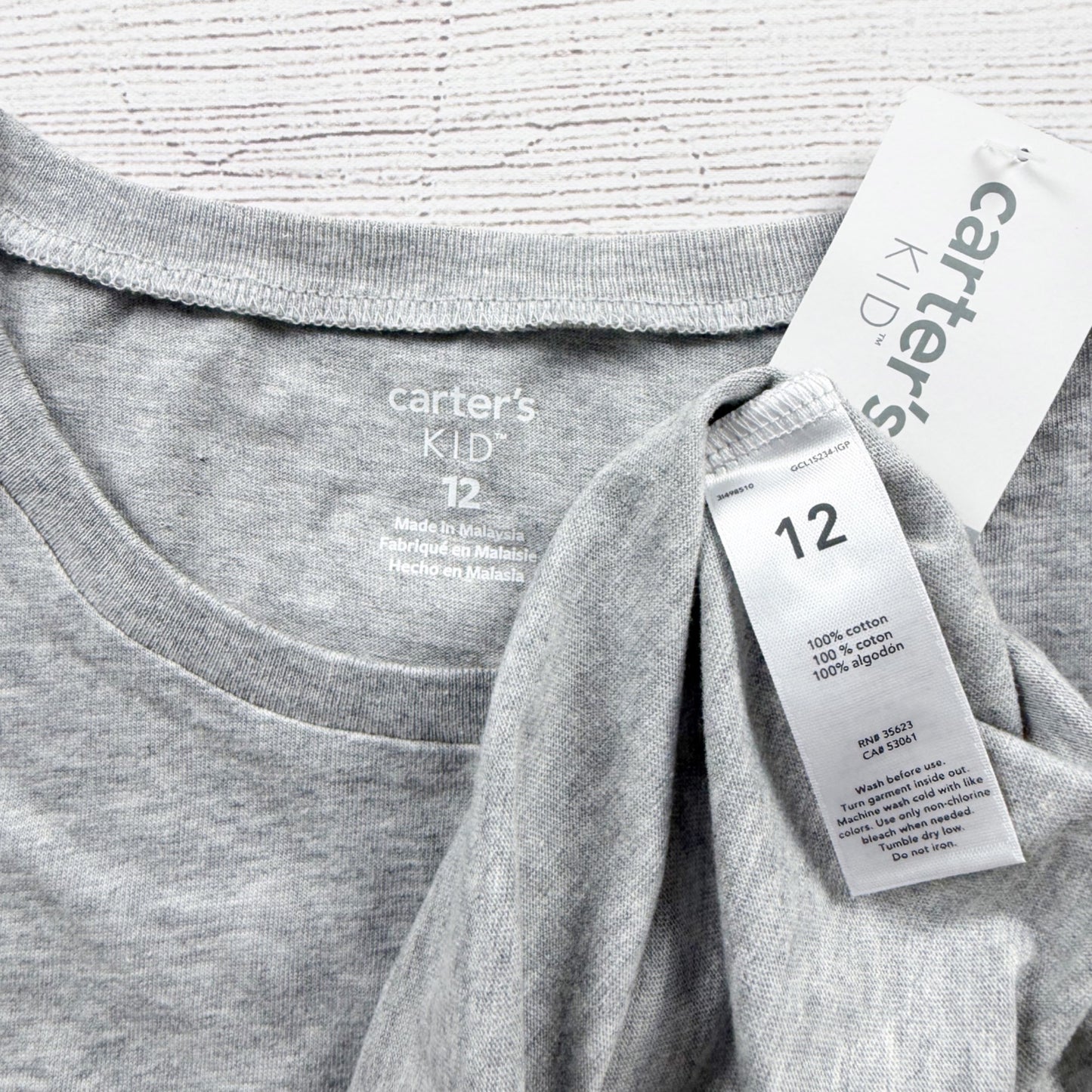 Carter's Kids Girls Cousin Crew for Life T-Shirt Gray Pink Glitter NWT 12