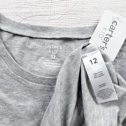 Carter's Kids Girls Cousin Crew for Life T-Shirt Gray Pink Glitter NWT 12