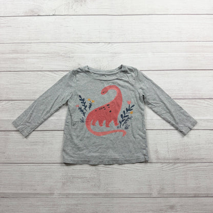 Gymboree Toddler Girls Dinosaur Print Gray Long Sleeve Shirt 2T