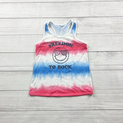 Wonder Nation Girls Tank Top Red White Blue Tie Dye Freedom To Rock M 7-8