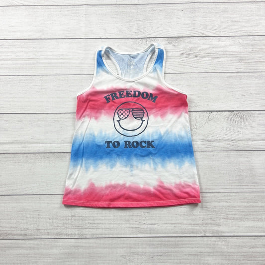 Wonder Nation Girls Tank Top Red White Blue Tie Dye Freedom To Rock M 7-8