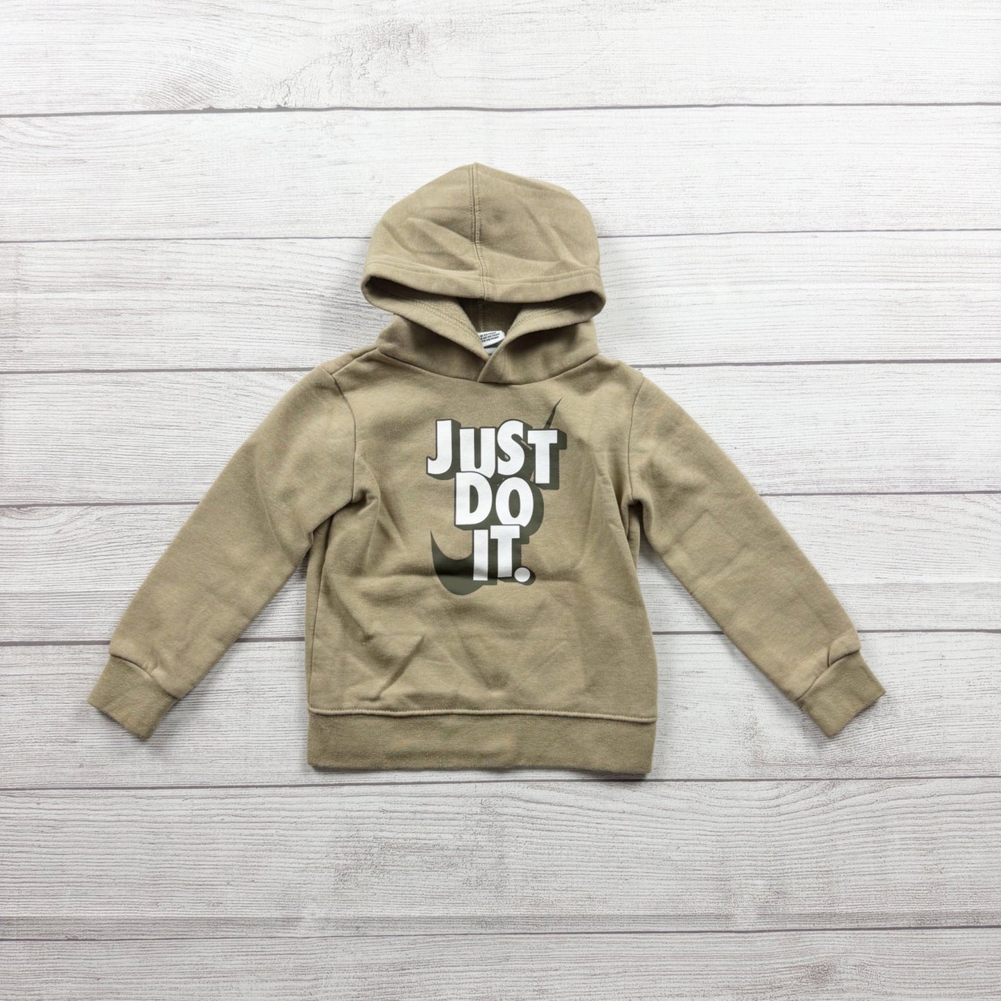 Nike Toddler Hoodie Tan Just Do It Pullover Sweatshirt Logo 2T