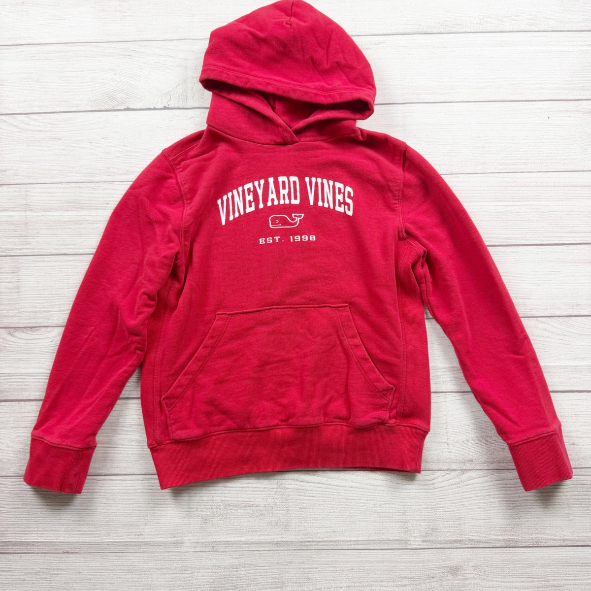 Vineyard Vines Kids Red Hoodie Sweatshirt Printed Logo Pullover L 16