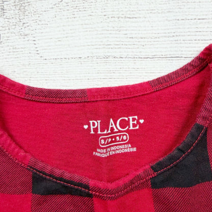 Children's Place Girls Place Red & Black Plaid Long Sleeve Dress S 5-6