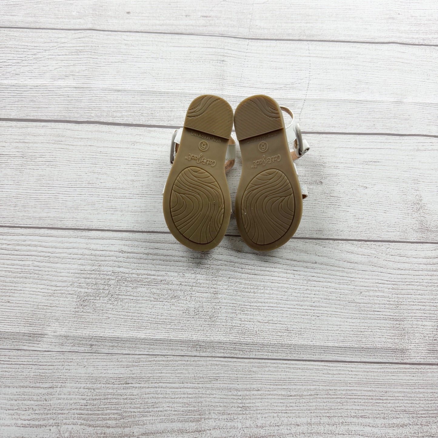 Cat & Jack Toddler Girls Glitter Strap White Sandals 6