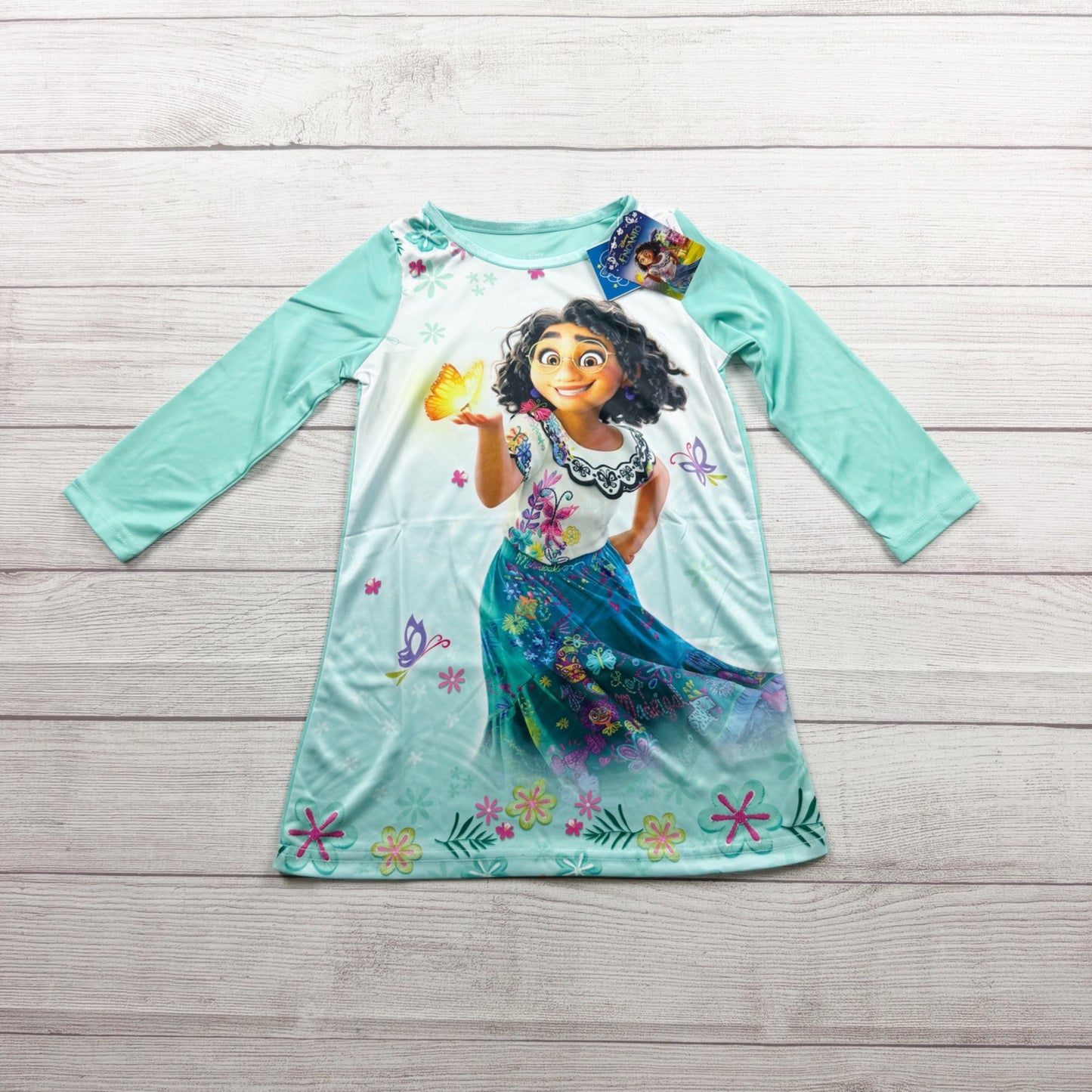 Disney Encanto Mirabel Nightgown Long Sleeve Kids Sleepwear MultiColor NWT 3T