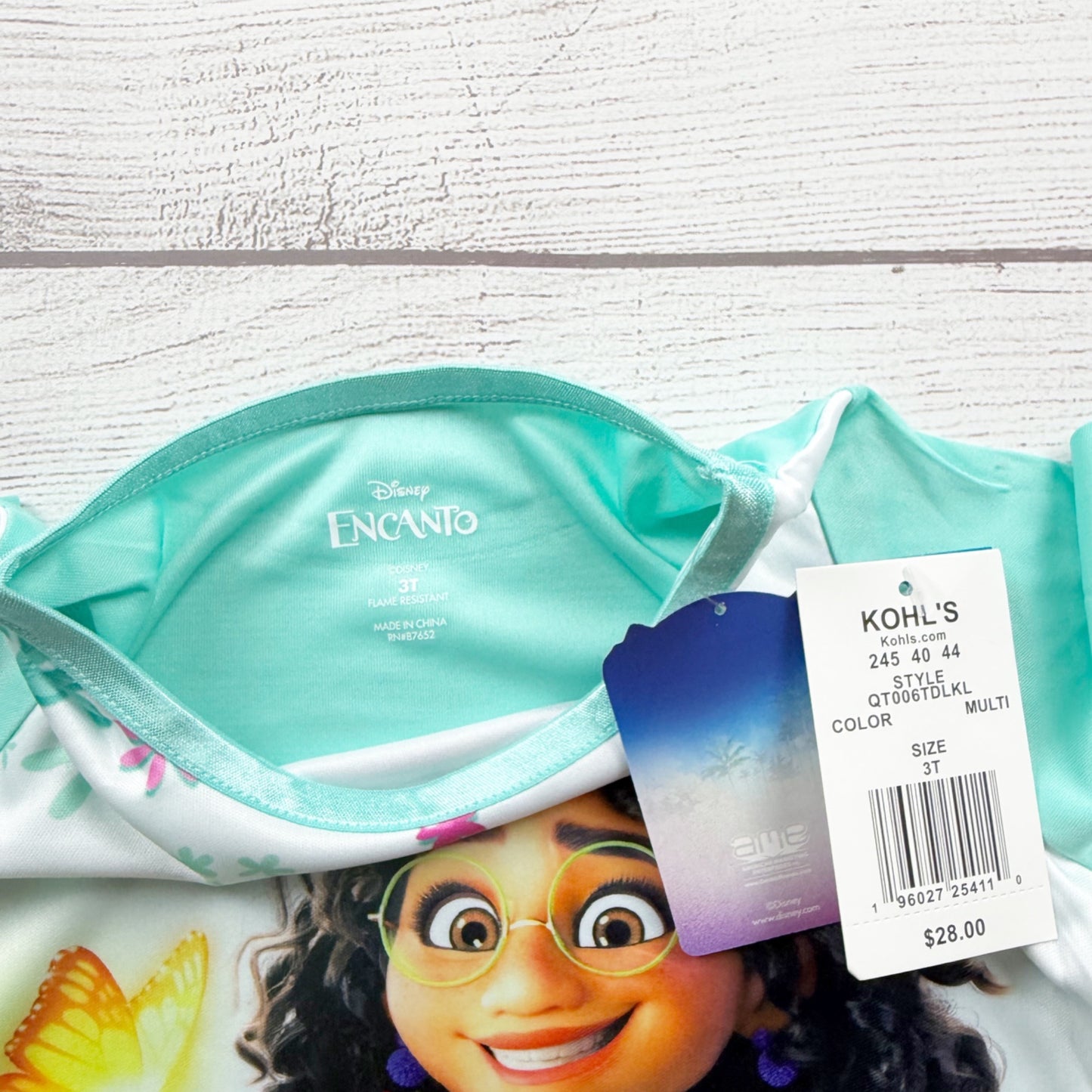Disney Encanto Mirabel Nightgown Long Sleeve Kids Sleepwear MultiColor NWT 3T