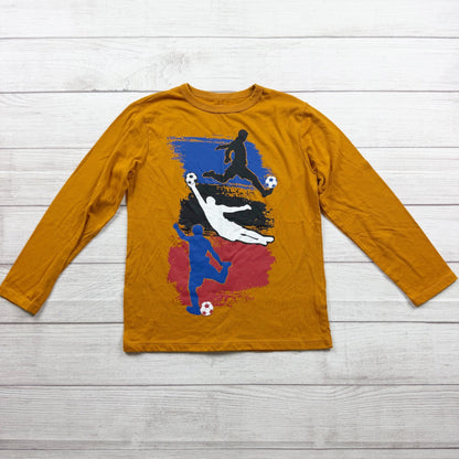 Children's Place Boys Soccer Graphic Mustard Long Sleeve T-Shirt M 7-8