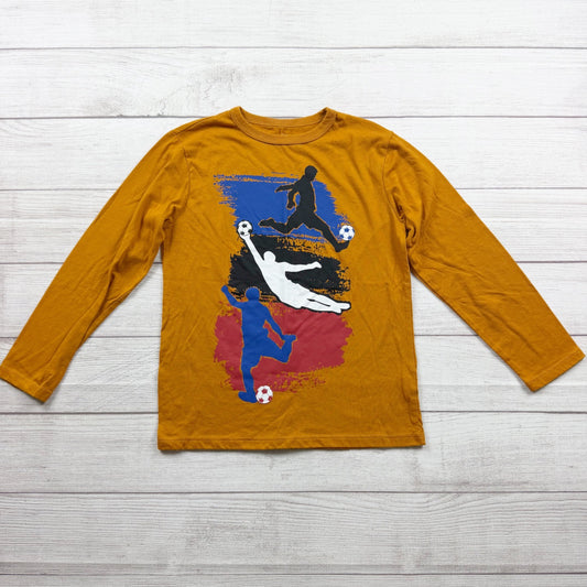 Children's Place Boys Soccer Graphic Mustard Long Sleeve T-Shirt M 7-8