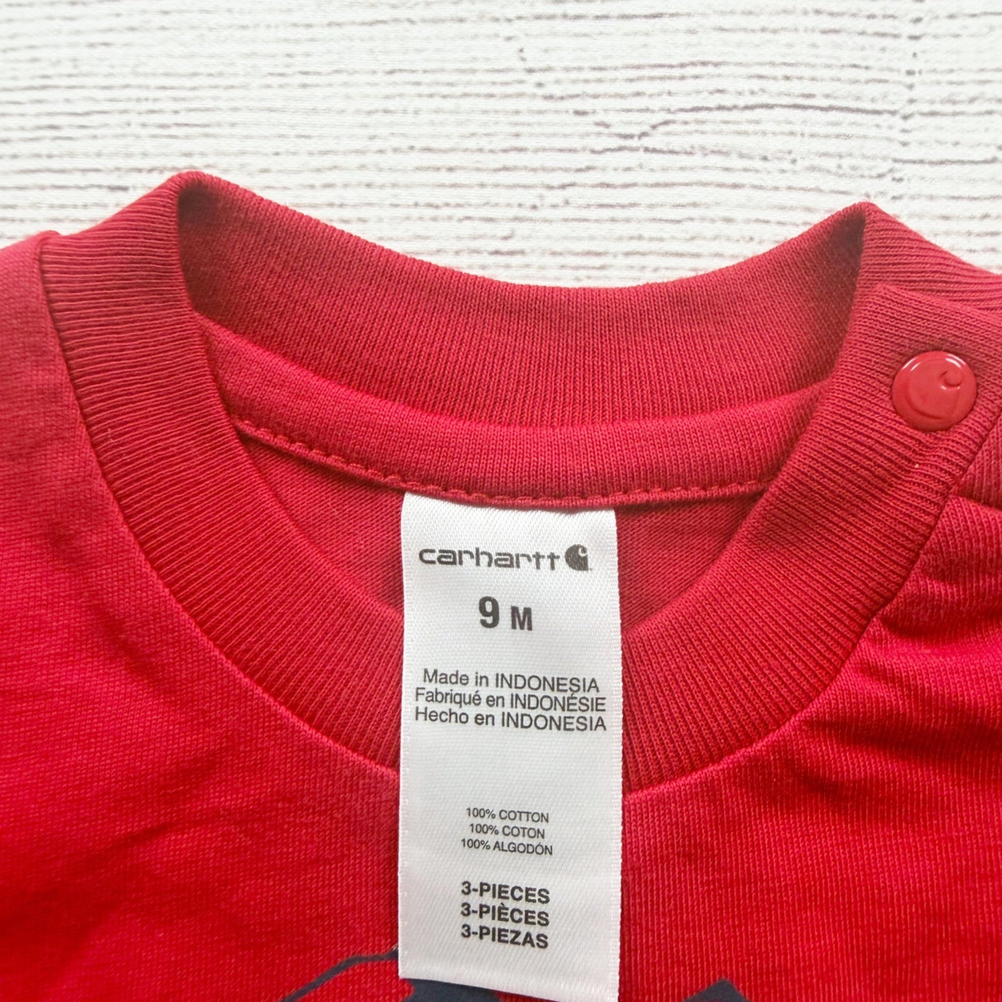 Carhartt Baby Boys Red Explore More Graphic Short Sleeve Bodysuit 6-9 Months