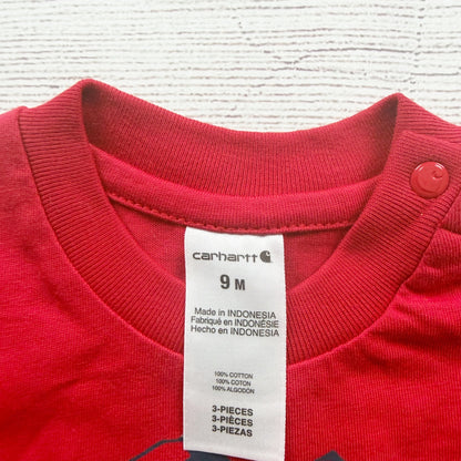 Carhartt Baby Boys Red Explore More Graphic Short Sleeve Bodysuit 6-9 Months