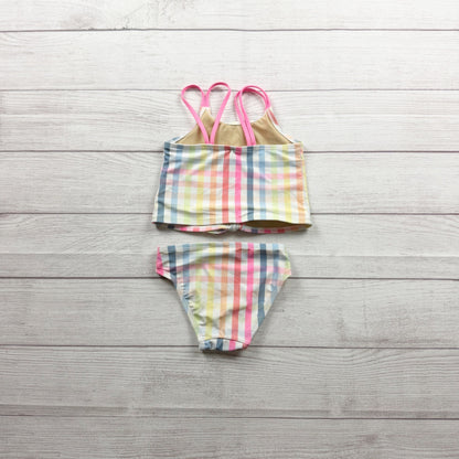 Old Navy Toddler Girls Rainbow Plaid Bikini Swimsuit Tank Bottoms Lightweight 2T
