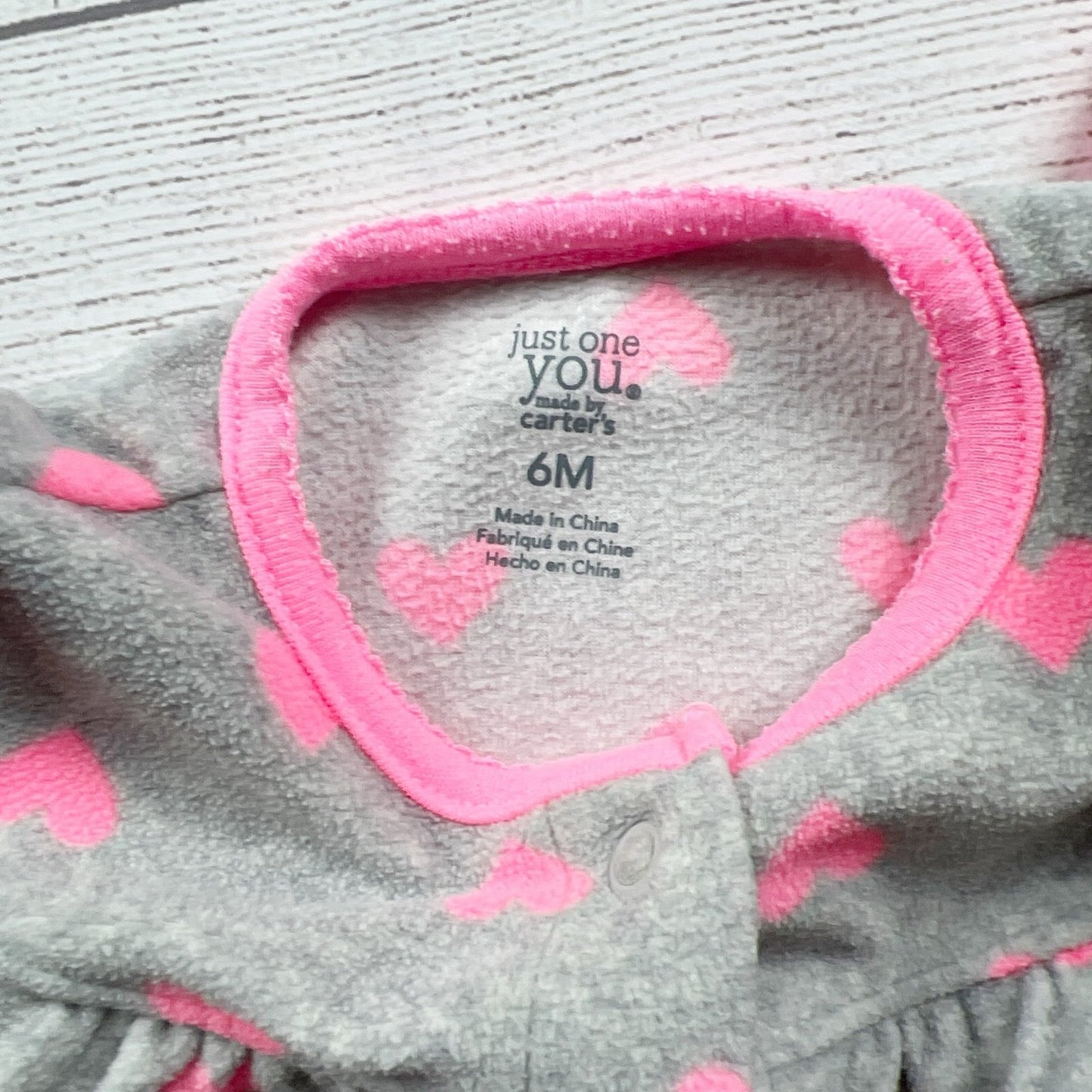Carter’s Just One You Fleece Footie Pajamas Hearts Giraffe Sleeper 3-6 Months