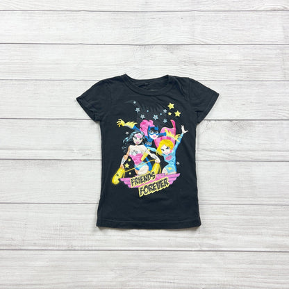 Justice League Girls Superhero T-Shirt Friends Forever Black Short Sleeve XS