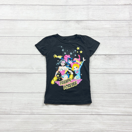 Justice League Girls Superhero T-Shirt Friends Forever Black Short Sleeve XS