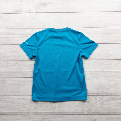 Nike Dri-FIT Kids Blue Logo Short Sleeve Shirt Lightweight Activewear 7