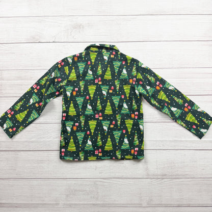 Old Navy Christmas Tree Pajama Set Buttoned Collared Green XS 5