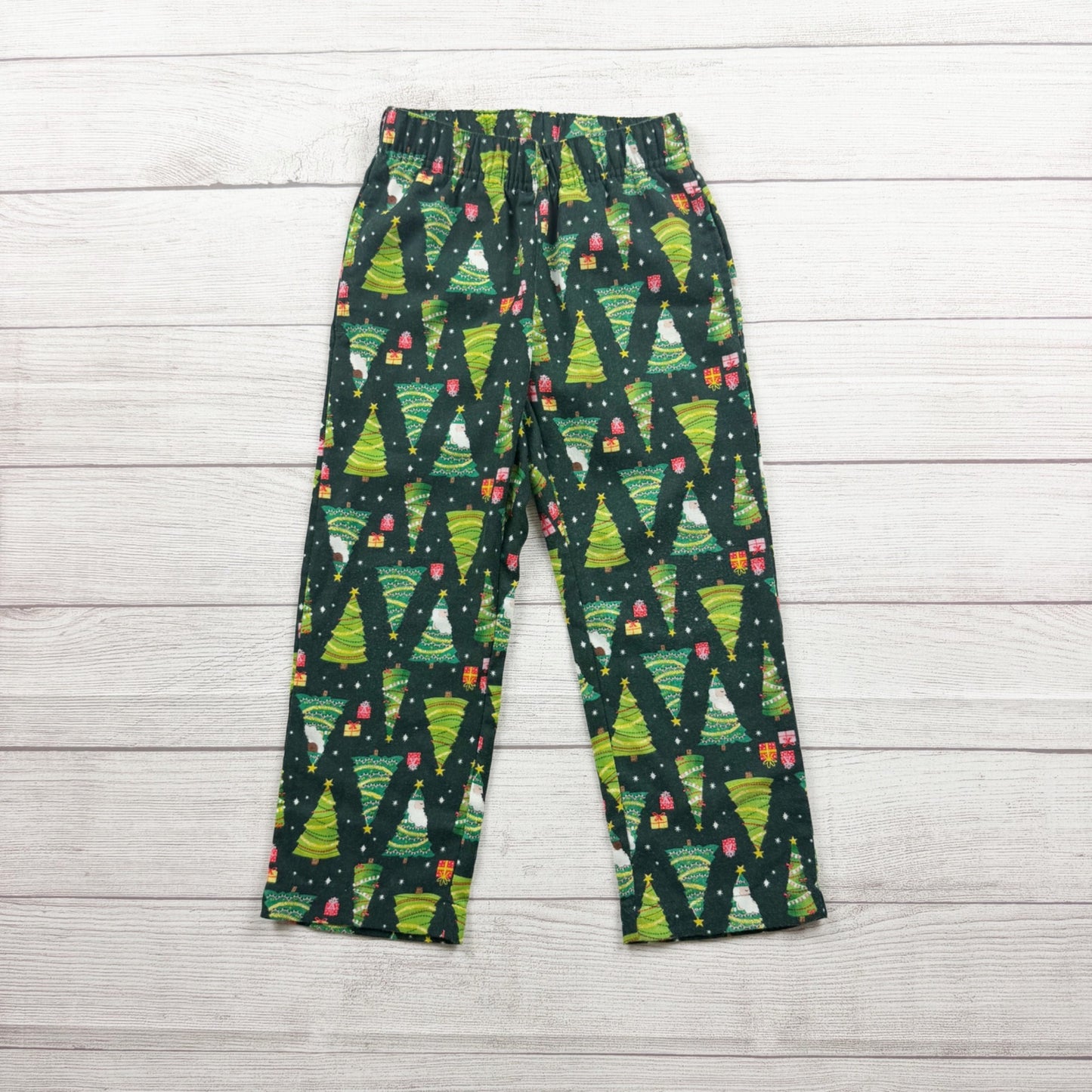 Old Navy Christmas Tree Pajama Set Buttoned Collared Green XS 5