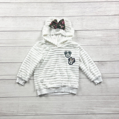 Disney Toddler Hoodie Faux Fur Plush Pullover Mickey Minnie Sweatshirt 4T