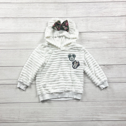 Disney Toddler Hoodie Faux Fur Plush Pullover Mickey Minnie Sweatshirt 4T