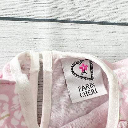 Paris Cheri Floral Romper Girl Sleeveless One Piece Hat Set NWT 6-9 Months