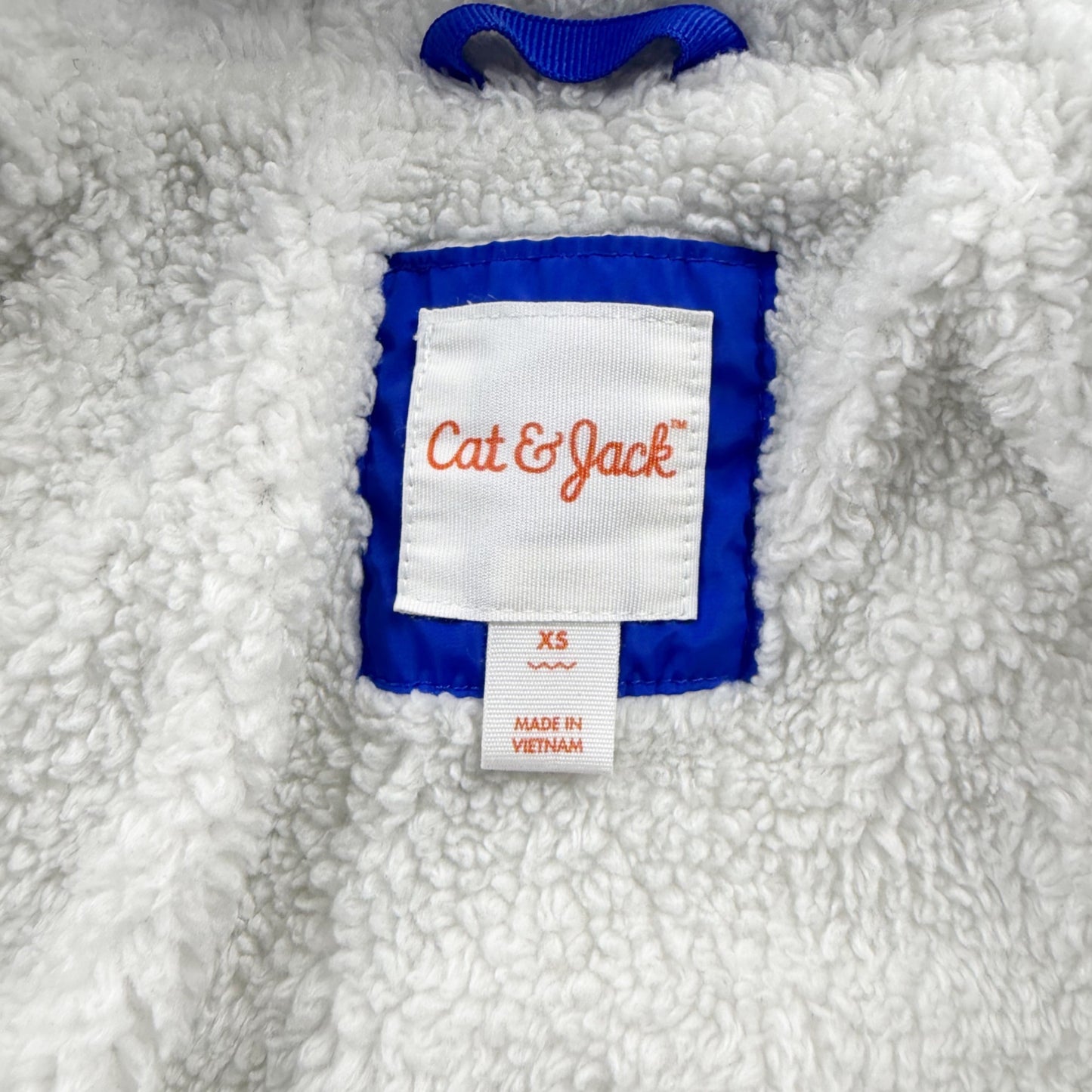 Cat & Jack Kids Hooded Puffer Jacket Blue Sherpa Lined Coat XS 4-5