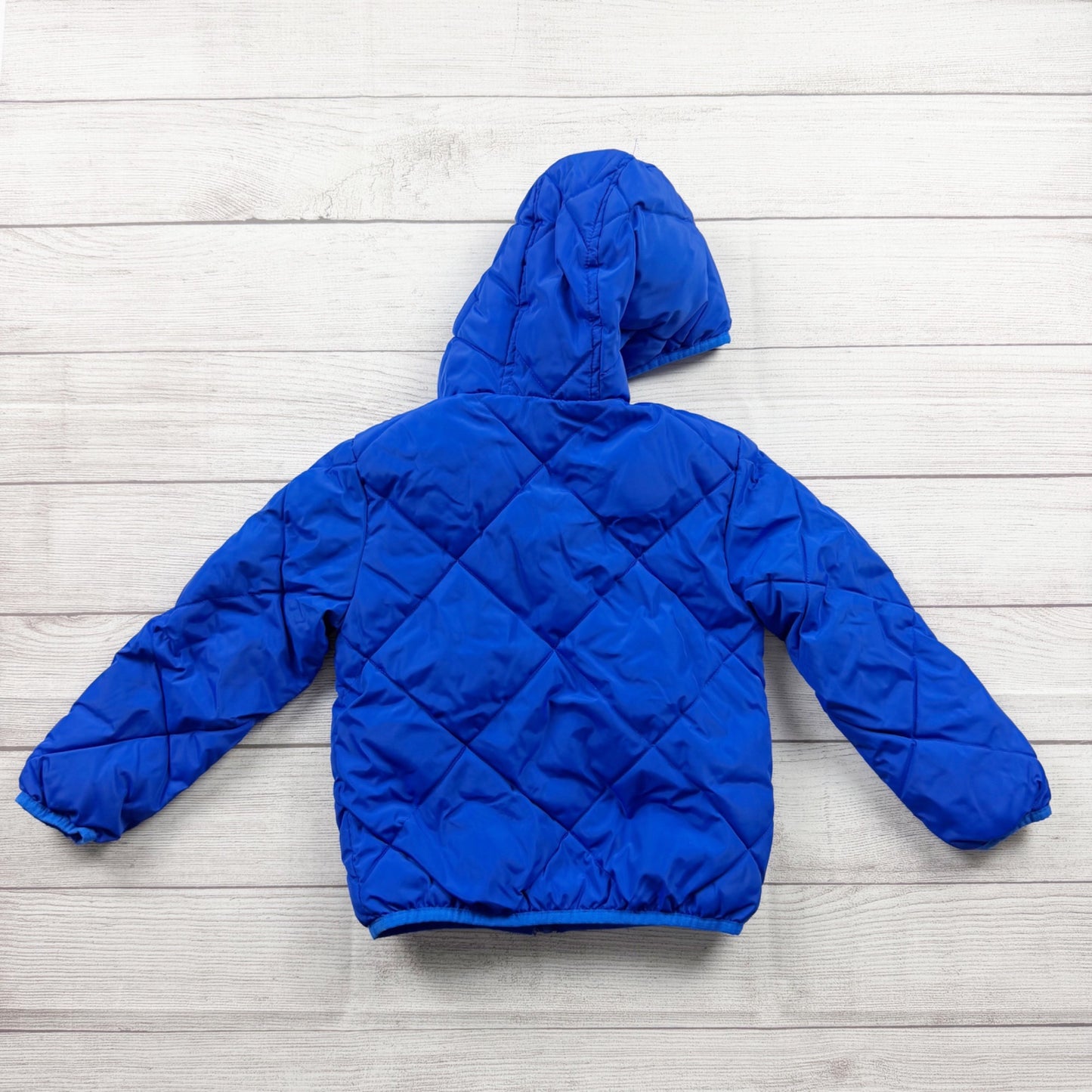 Cat & Jack Kids Hooded Puffer Jacket Blue Sherpa Lined Coat XS 4-5