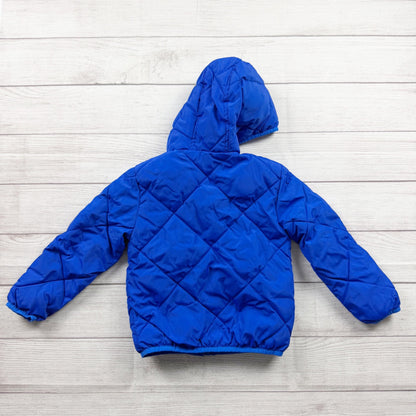 Cat & Jack Kids Hooded Puffer Jacket Blue Sherpa Lined Coat XS 4-5
