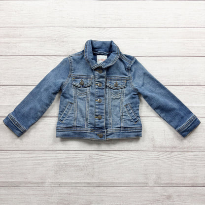 Cat & Jack Toddler Girls Blue Denim Jacket Button Front Snap Pockets 2T