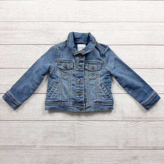 Cat & Jack Toddler Girls Blue Denim Jacket Button Front Snap Pockets 2T