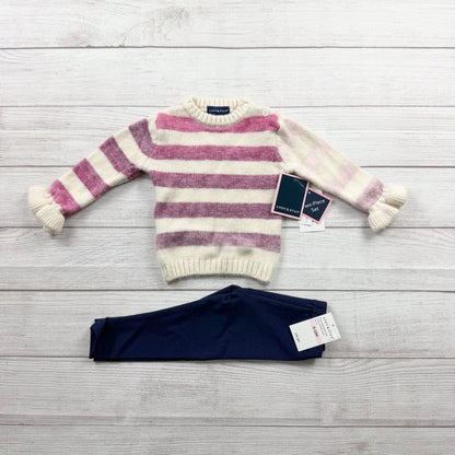Andy & Evan Baby Girl 2-Piece Sweater Set Stripe Knit Top Pants NWT 9-12 Months