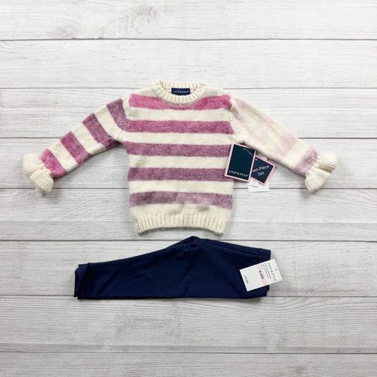Andy & Evan Baby Girl 2-Piece Sweater Set Stripe Knit Top Pants NWT 9-12 Months