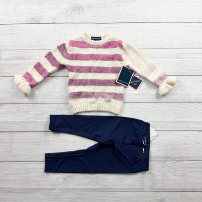Andy & Evan Baby Girl 2-Piece Sweater Set Stripe Knit Top Pants NWT 9-12 Months