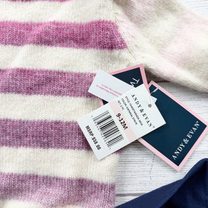Andy & Evan Baby Girl 2-Piece Sweater Set Stripe Knit Top Pants NWT 9-12 Months