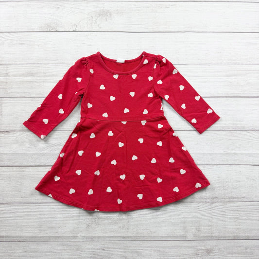 babyGap Toddler Girls Dress Red White Heart Print Long Sleeve Knit 3T