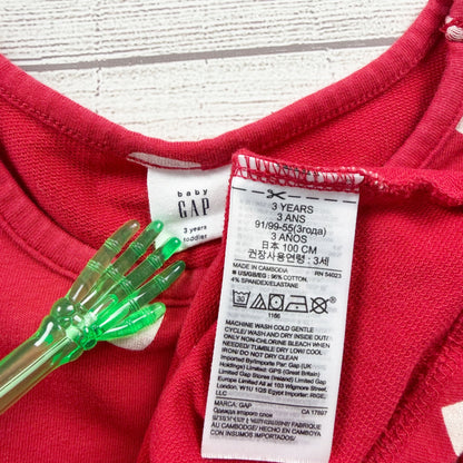 babyGap Toddler Girls Dress Red White Heart Print Long Sleeve Knit 3T